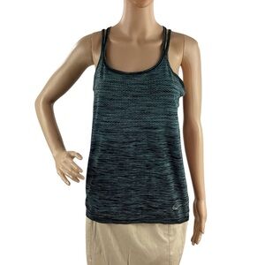 Nike Dri-FIT Strappy Racerback Training Tank Top Teal Black M